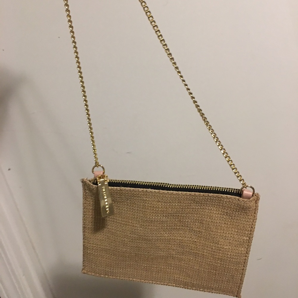 Canvas mini purse with gold chain strap!
